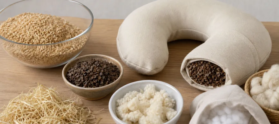 Natuerliche Fuellmaterialien fuer DIY Nackenkissen: Vor- und Nachteile im Ueberblick