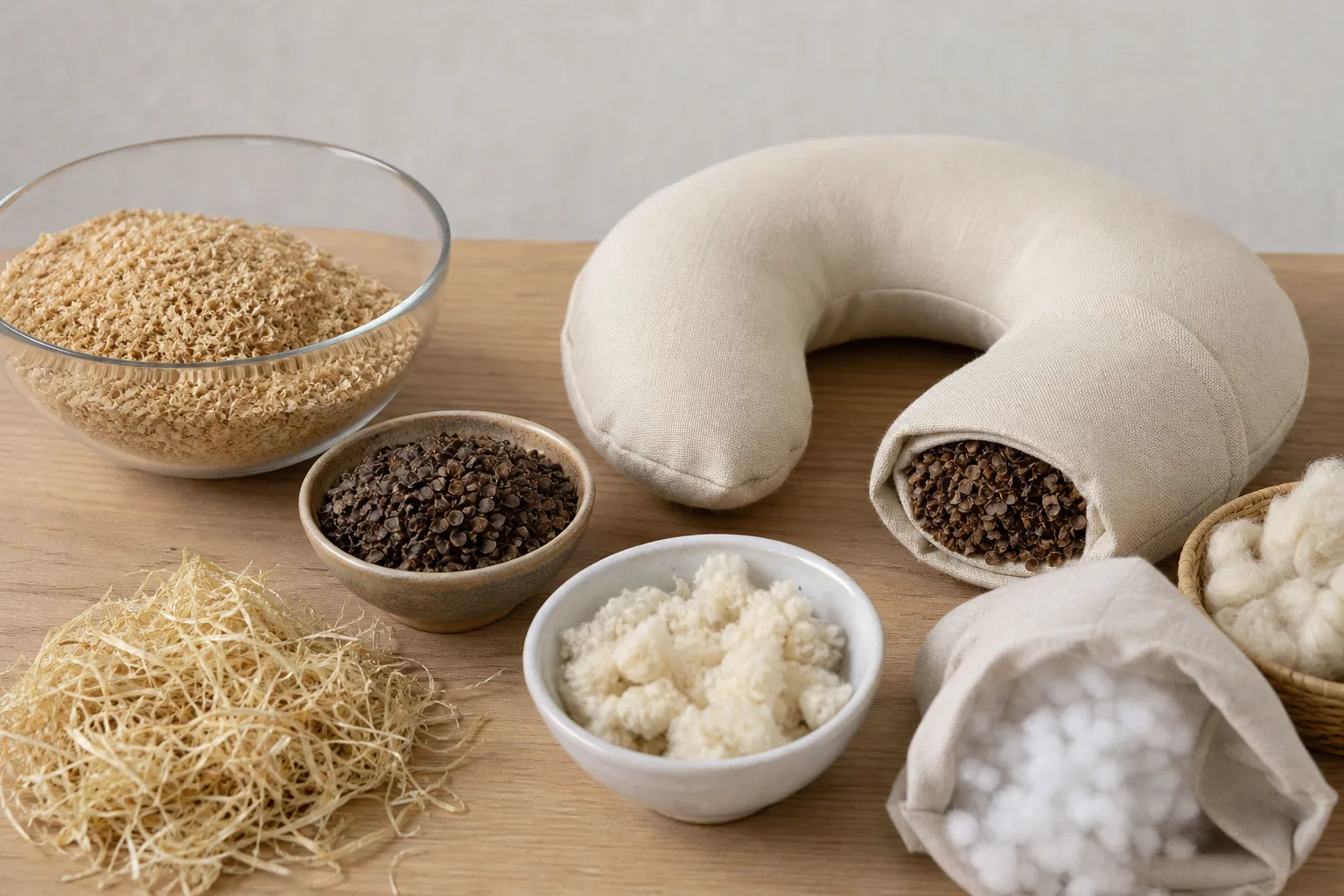 Natuerliche Fuellmaterialien fuer DIY Nackenkissen: Vor- und Nachteile im Ueberblick
